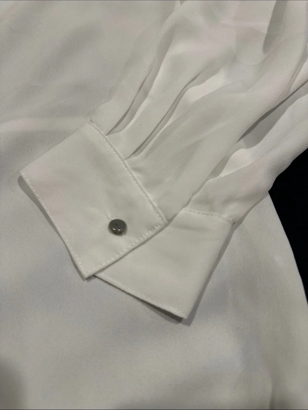 Massini White Semi-Sheer Button Down Shirt, XL